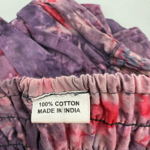 Unbranded Palazzo Pants One Size Tie Dye Made in Italy Cotton Smocked Wide Leg - Picture 3 of 10